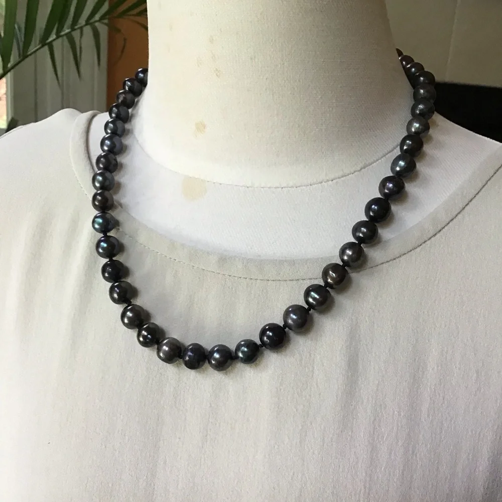 11mm Iridescent Tahitian Pearl Strand Sterling Silver - Picture 7 of 13